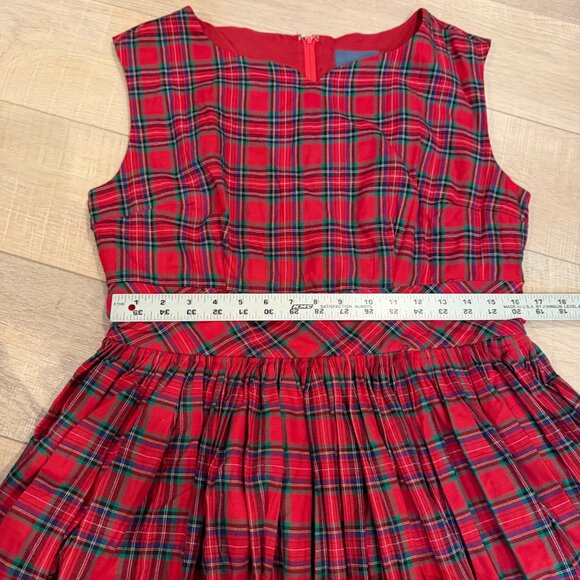 MODCLOTH WOMENS RED PLAID DRESS SLEEVELESS SIZE 14 - Picture 7 of 11